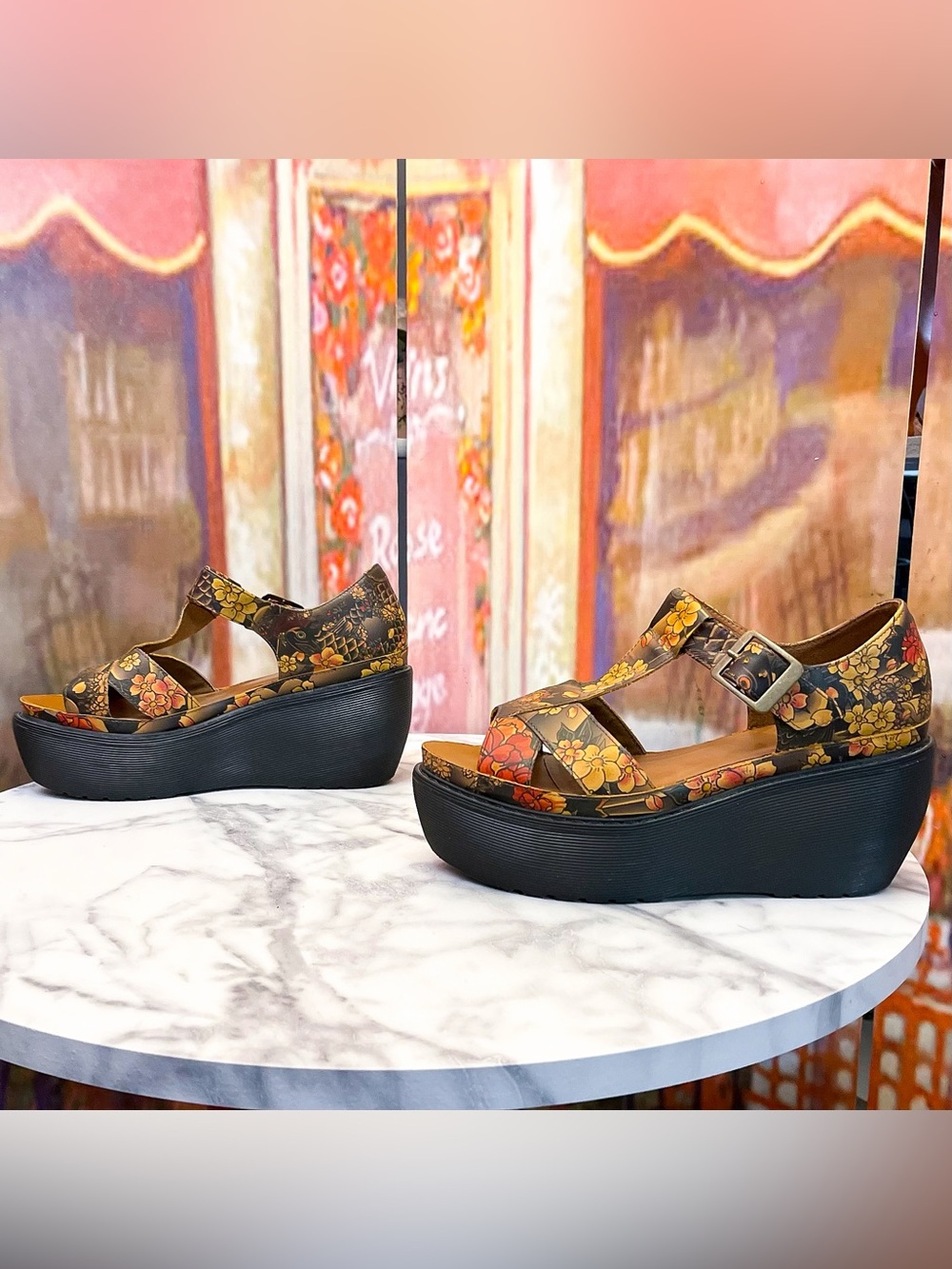 Dr. Martens Adaya Evisu Wagara Tattoo Sandals Tan Size 9 EUC - Picture 2 of 13